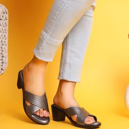 Cindy Textured Open Toe Block Heeks-57