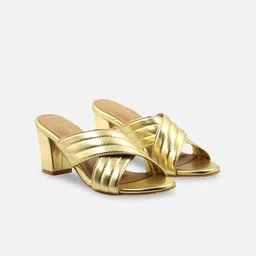 yellowsoles Gold-Toned Block Mules-picture-27