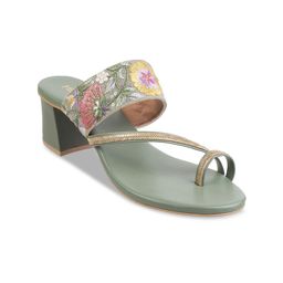 Metro Green Embellished Party Block Sandals-image-13