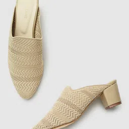 Marc Loire Beige PU Work Block Mules-52