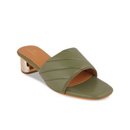 pelle albero Olive Green Textured Block Sandals-image-86