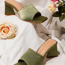 JM Looks Embellished Open Toe Block Heels-27