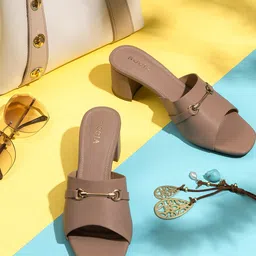 Rocia Women Nude-Coloured Solid Block Mules-58