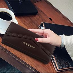 YESSBENZA Brown Solid Envelope Clutch-53