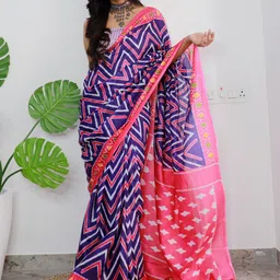 Saree mall Pure Cotton Ikat Ready to Wear Saree-image-33