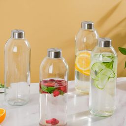 Nestasia Transparent 4 Pieces Borosilicate Glass Water Bottles -1 L Each-53