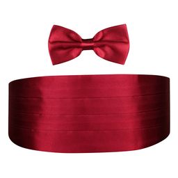 PELUCHE Unisex Maroon Bow Tie & Cummerband-image-67