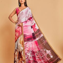 Sangria Pink & Grey Satin Saree-image-61