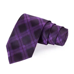 PELUCHE Men Purple & Black Checked Broad Tie-image-97