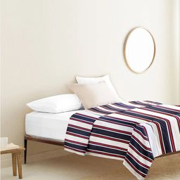 THE BABY ATELIER Kids White & Blue Striped Pure Organic Cotton Single Bed Cover-image-76