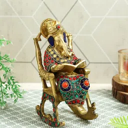 Imli Street Red & Green Textured Ganesh Idol Figurine Showpiece-7