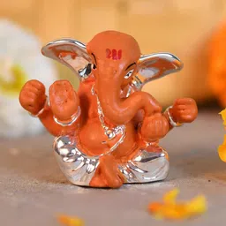 CraftVatika Orange-Coloured Ganesha Ceramic Idol Showpiece-image-71