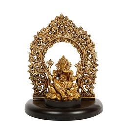 CraftVatika Golden Brass Ganesha Idol Showpiece Showpiece-image-42