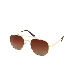 Micelo Martin Men Brown Lens & Gold-Toned Round Sunglasses MM1005 C3-5