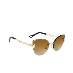 AISLIN Women Cateye Sunglasses with UV Protected Lens ES_14910-89-AS-2009-BRW-GLD-CE-18