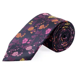 PELUCHE Men Violet & Multicoloured Woven Design Broad Tie-image-19