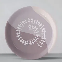 nestroots Mauve & Off White Printed Ceramic Wall Plates-image-49