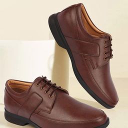 FAUSTO Men Textured Round Toe Lace-Up Formal Derbys-picture-5