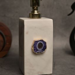HOMEARTE Purple Cream Marble Soap Dispenser Bottle With Stainless Steel Pump-12