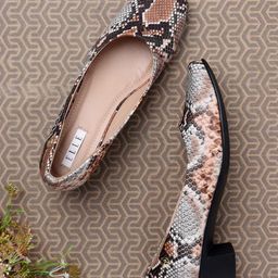 ELLE Beige & Black Printed Block Pumps-image-27
