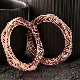 Priyaasi Set Of 2 Rose Gold-Plated AD-studded Bangles-17