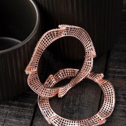 Priyaasi Set Of 2 Rose Gold-Plated AD-studded Bangles-image-51