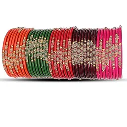 NMII Set Of 40 Bead Studded Bangles-16
