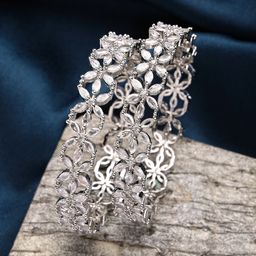 Anouk Set of 2 Rhodium-plated American Diamond Studded Bangles-34