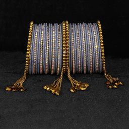 NMII Set Of 38 Artificial Stones Studded Bangles-0