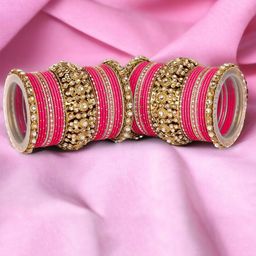 leshya Set of 50 Brass-Plating Stone-Studded Bangles-12