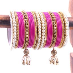 leshya Set of 34 Brass-Plating Stone-Studded Bangles-13