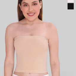 PLUMBURY Pack Of 3 Seamless 4 Way Stretch Fabric Tube Camisoles-image-7