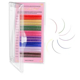 NAGARAKU 8 Colors Rainbow False Eyelash Extensions - Curl B 10/0.12-13