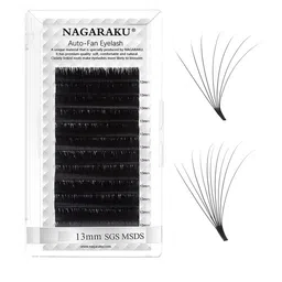 NAGARAKU Women Black Easy Fanning 12 Rows Mega Volume Eyelash Extension - Curl D-27