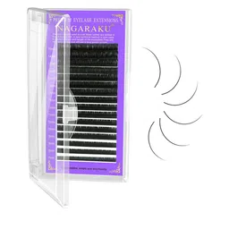 NAGARAKU Premium Classic Matte Black 16 Rows Synthetic Eyelash Extensions - Curl B-34