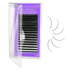 NAGARAKU Premium Classic Matte Black 16 Rows Synthetic Eyelash Extensions - Curl DD-26