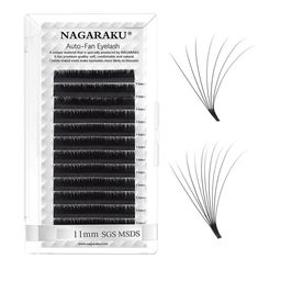 NAGARAKU Black Easy Fanning 12 Rows Mega Volume Eyelash Extension - Curl C - 0.05/11-14