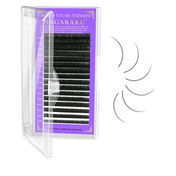 NAGARAKU Premium Classic Matte Black 16 Rows Synthetic Eyelash Extensions - Curl B-39