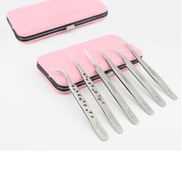 NAGARAKU Set of 6 Silver-Toned Stainless Steel Eyelash Extension Tweezers-4