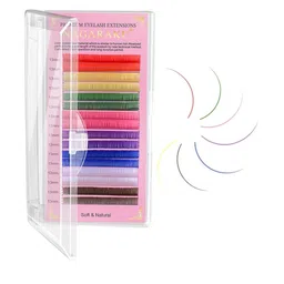 NAGARAKU Women Rainbow 8 Coloured Individual Eyelash Extension - Curl C - 0.12/10-55