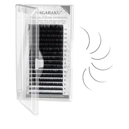 NAGARAKU Premium Classic Synthetics 16 Rows Tray 7-15mm False Eyelash Extensions - Curl LC-7