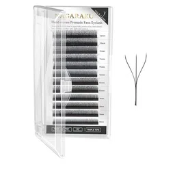NAGARAKU Matte Black 3D W Shape Premade Cluster Fans Eyelash Extensions - Curl C 0.07/11-0