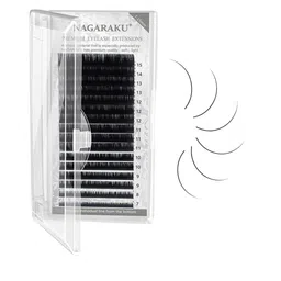 NAGARAKU Premium Classic Matte Black 16 Rows Synthetic Eyelash Extensions - Curl B-15