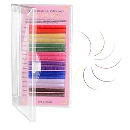 NAGARAKU 8 Colors Rainbow False Eyelash Extensions - Curl B 12/0.12-32