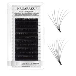 NAGARAKU Black Easy Fanning 12 Rows Mega Volume Eyelash Extension - Curl D-10