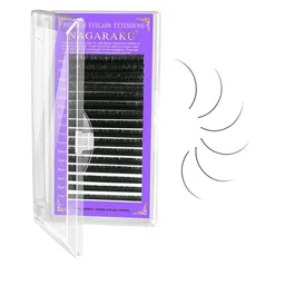 NAGARAKU Premium Classic Matte Black 16 Rows Synthetic Eyelash Extensions - Curl D-17