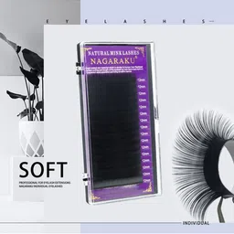 NAGARAKU Premium Classic Matte Black 16 Rows Synthetic Eyelash Extensions - Curl J-6