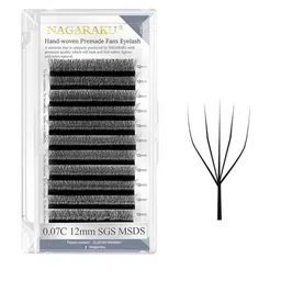 NAGARAKU Black 5D W Shape Volume Premade Cluster Fans Eyelash Extension - Curl D-3