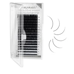 NAGARAKU Premium Classic Matte Black 16 Rows Synthetic Eyelash Extensions - Curl C-20