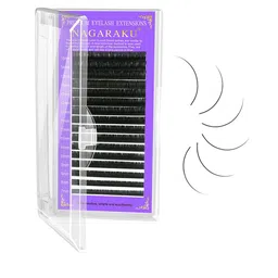 NAGARAKU Premium Classic Matte Black 16 Rows Synthetic Eyelash Extensions - Curl N-40